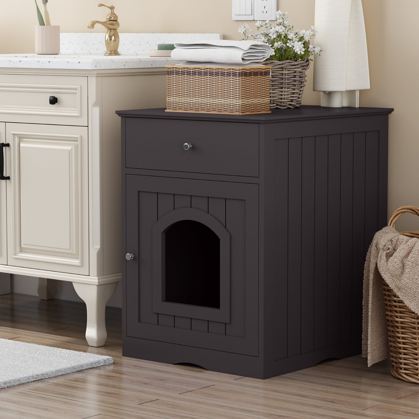 Stilvolles Katzentoilettenhäuschen aus Holz